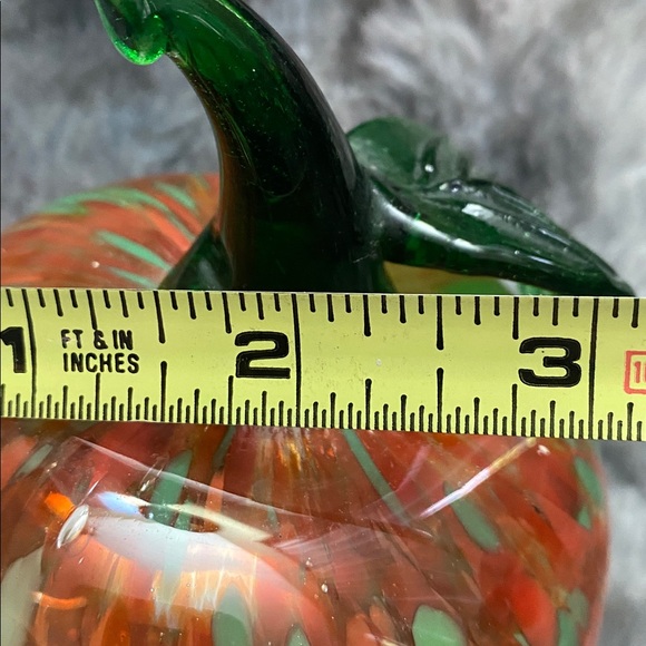 Handblown Orange Glass Pumpkin with Green Stem - Home Art - Picture 15 of 16